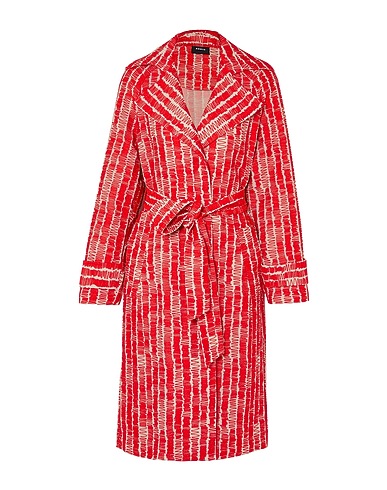 AKRIS Full-length jacket Red 88% Cotton, 12% Polyester