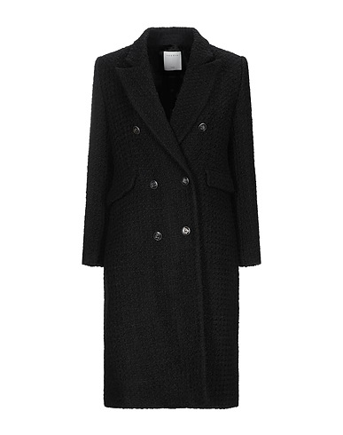 SANDRO Coat Black 40% Acrylic, 24% Polyester, 20% Wool, 14% Cotton, 2% Viscose