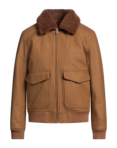 SANDRO Jacket Camel 70% Wool, 20% Polyamide, 10% Cashmere, Sheepskin