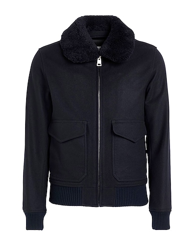 SANDRO Jacke Nachtblau 70% Wolle, 20% Polyamid, 10% Kaschmir, Schafleder