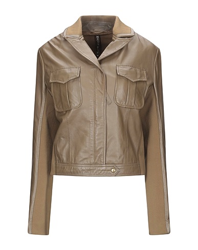MANILA GRACE Jacket Khaki Ovine leather, Polyester, Elastane