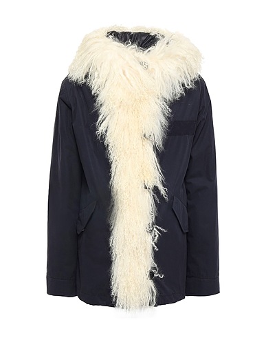 YVES SALOMON Full-length jacket YS ARMY Midnight blue 71% Cotton, 29% Polyamide, Lamb Shearling