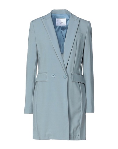DONDUP Double breasted pea coat Slate blue 66% Polyester, 30% Viscose, 4% Elastane