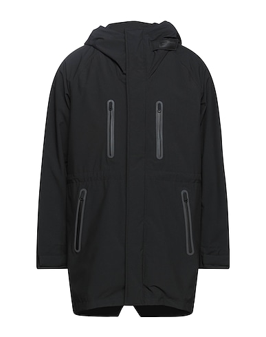 WOOLRICH Full-length jacket Black 90% Polyester, 10% Elastane