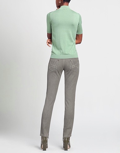 PINKO Denim trousers Grey 98% Cotton, 2% Elastane