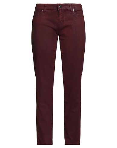 JACOB COHЁN Denim trousers Burgundy 70% Lyocell, 28% Cotton, 2% Elastane