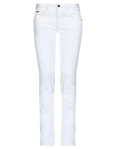 DEK'HER Denim trousers White 98% Cotton, 2% Elastane