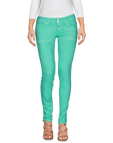 TWENTY EASY by KAOS Denim trousers Light green 65% Cotton, 32% Polyester, 3% Elastane