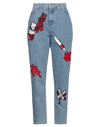 AU JOUR LE JOUR Denim pants Blue 100% Cotton, PVC - Polyvinyl chloride