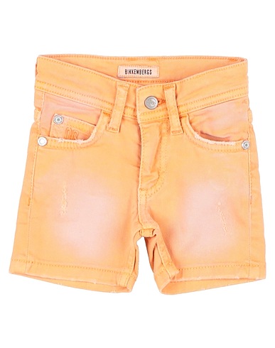 BIKKEMBERGS Denim shorts Orange 97% Cotton, 3% Elastane