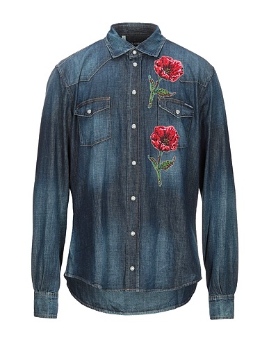 DOLCE&GABBANA Τζιν πουκάμισο Μπλε 100% Βαμβάκι