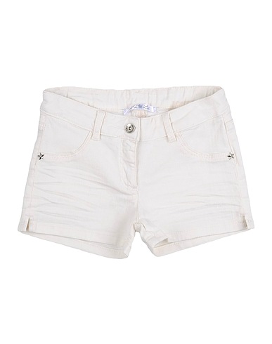 L:Ú L:Ú by MISS GRANT Denim shorts Ivory 98% Cotton, 2% Elastane