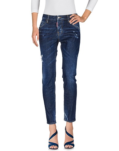 DSQUARED2 Denim pants Blue 98% Cotton, 2% Elastane, Bovine leather