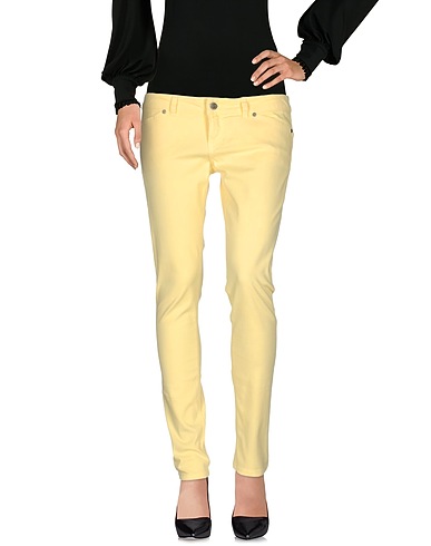 PINKO Casual trouser Pastel yellow 96% Cotton, 4% Elastane