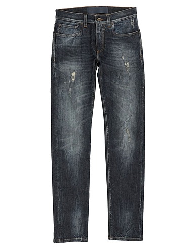 DOLCE&GABBANA Pantaloni jeans Blu 98% Cotone, 2% Elastan, Pelle di bovino