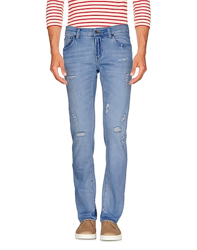 DOLCE&GABBANA Γραμμή σωλήνας Μπλε 98% Βαμβάκι, 2% Ελαστάνη, Δέρμα μοσχαριού