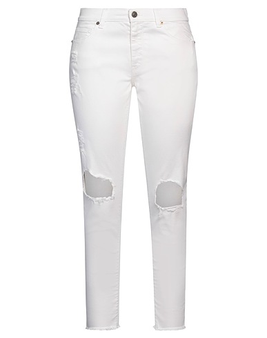 GAëLLE Paris Denim trousers White 97% Cotton, 3% Elastane