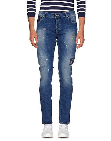 DANIELE ALESSANDRINI Denim trousers Blue 99% Cotton, 1% Elastane
