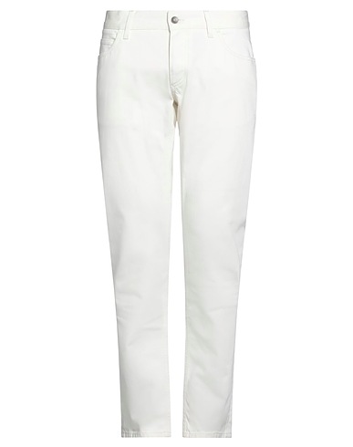 DOLCE&GABBANA Denim trousers White 60% Cotton, 40% Lyocell, Zamak, Calfskin