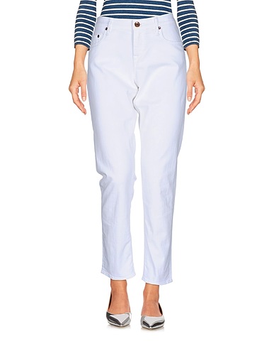 JACOB COHЁN Denim trousers White 98% Cotton, 2% Elastane