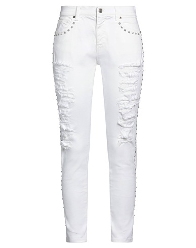 GAëLLE Paris Denim trousers White 98% Cotton, 2% Elastane