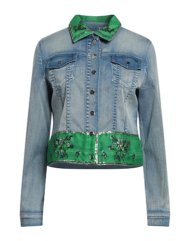 MARANI JEANS Denim jacket Green 70% Cotton, 28% Polyamide, 2% Elastane