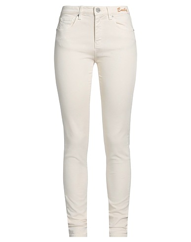 P_JEAN Denim trousers Ivory 99% Cotton, 1% Elastane