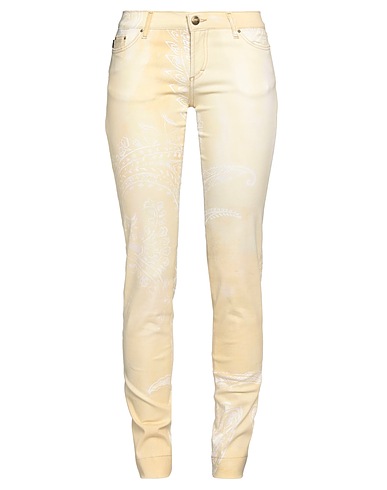 JUST CAVALLI Denim trousers Pastel yellow 97% Cotton, 3% Other Fibres