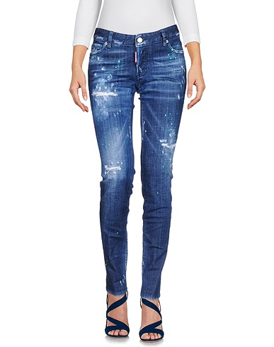 DSQUARED2 Denim trousers Blue 98% Cotton, 2% Elastane, Leather
