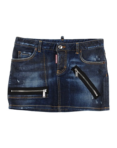 DSQUARED2 Gonna jeans Blu 98% Cotone, 2% Elastan, Pelle di bovino