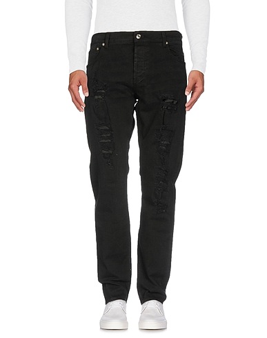 MCQUEEN Denim pants Black 99% Cotton, 1% Elastane, Silk