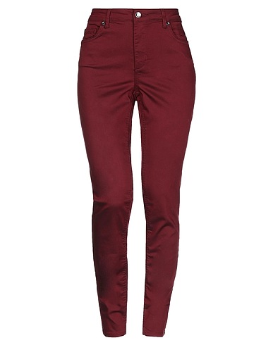 LIU •JO Denim trousers Burgundy 67% Cotton, 29% Polyester, 4% Elastane