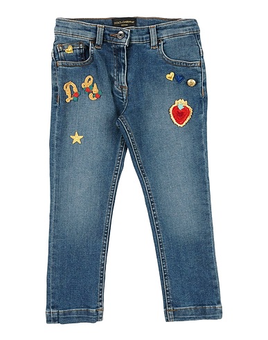 DOLCE&GABBANA Denim trousers Blue 90% Cotton, 8% Elastomultiester, 2% Elastane, Calfskin, Zama