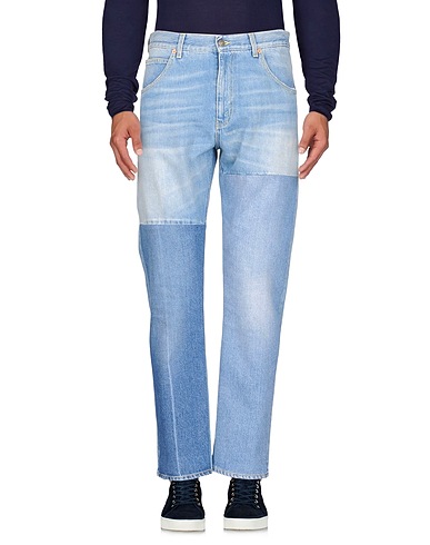 GUCCI Denim pants Blue 100% Cotton, Calfskin