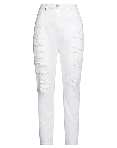 TWINSET Denim trousers White 100% Cotton