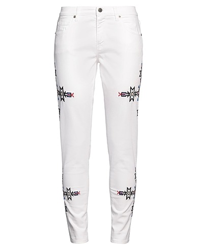 GAëLLE Paris Denim pants White 98% Cotton, 2% Elastane