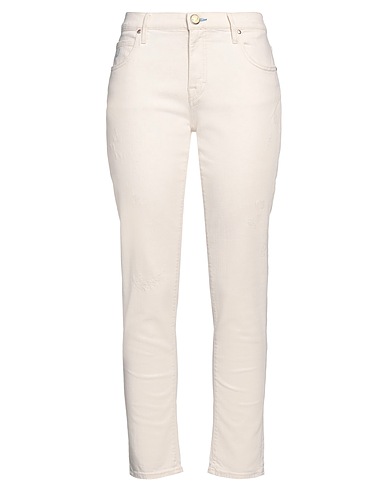JACOB COHЁN Denim trousers White 88% Cotton, 10% Linen, 2% Elastane