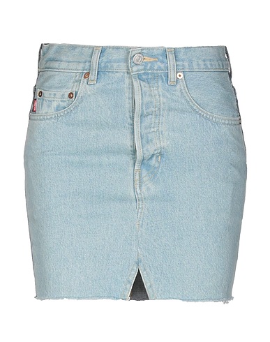 VETEMENTS x LEVI'S Denim skirt Blue 100% Cotton, Cow leather