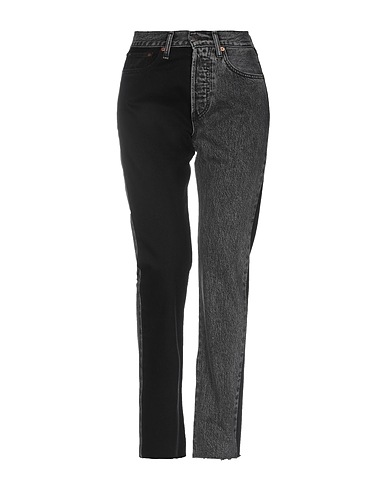 VETEMENTS x LEVI'S Denim trousers Charcoal 100% Cotton, Bovine leather