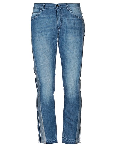 DOLCE&GABBANA Denim trousers Blue 65% Cotton, 35% Linen, Zama, Calfskin