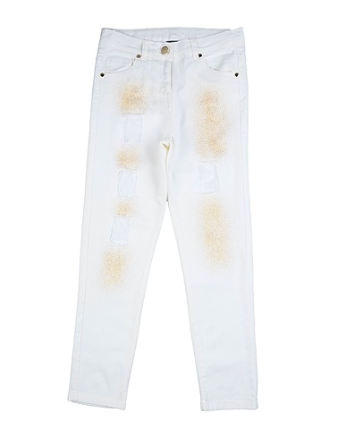 MISS GRANT Denim trousers White 97% Cotton, 3% Elastane