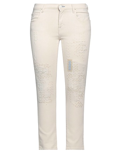 JACOB COHЁN Denim pants Ivory 88% Cotton, 10% Linen, 2% Elastane