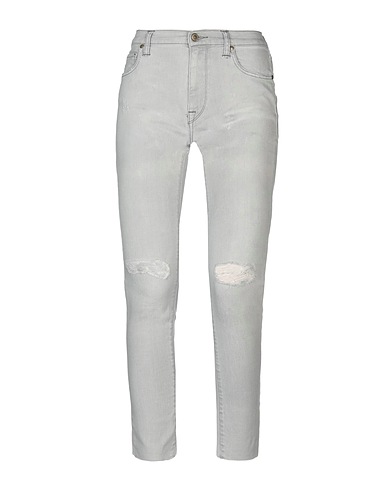 TRUE NYC® Denim trousers Light grey 91% Cotton, 7% Elastomultiester, 2% Elastane, Bovine leather