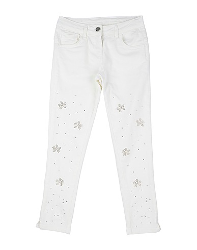 MISS GRANT Denim trousers White 97% Cotton, 3% Elastane