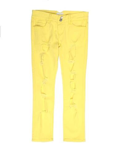 FUN & FUN Denim trousers Light yellow 98% Cotton, 2% Elastane