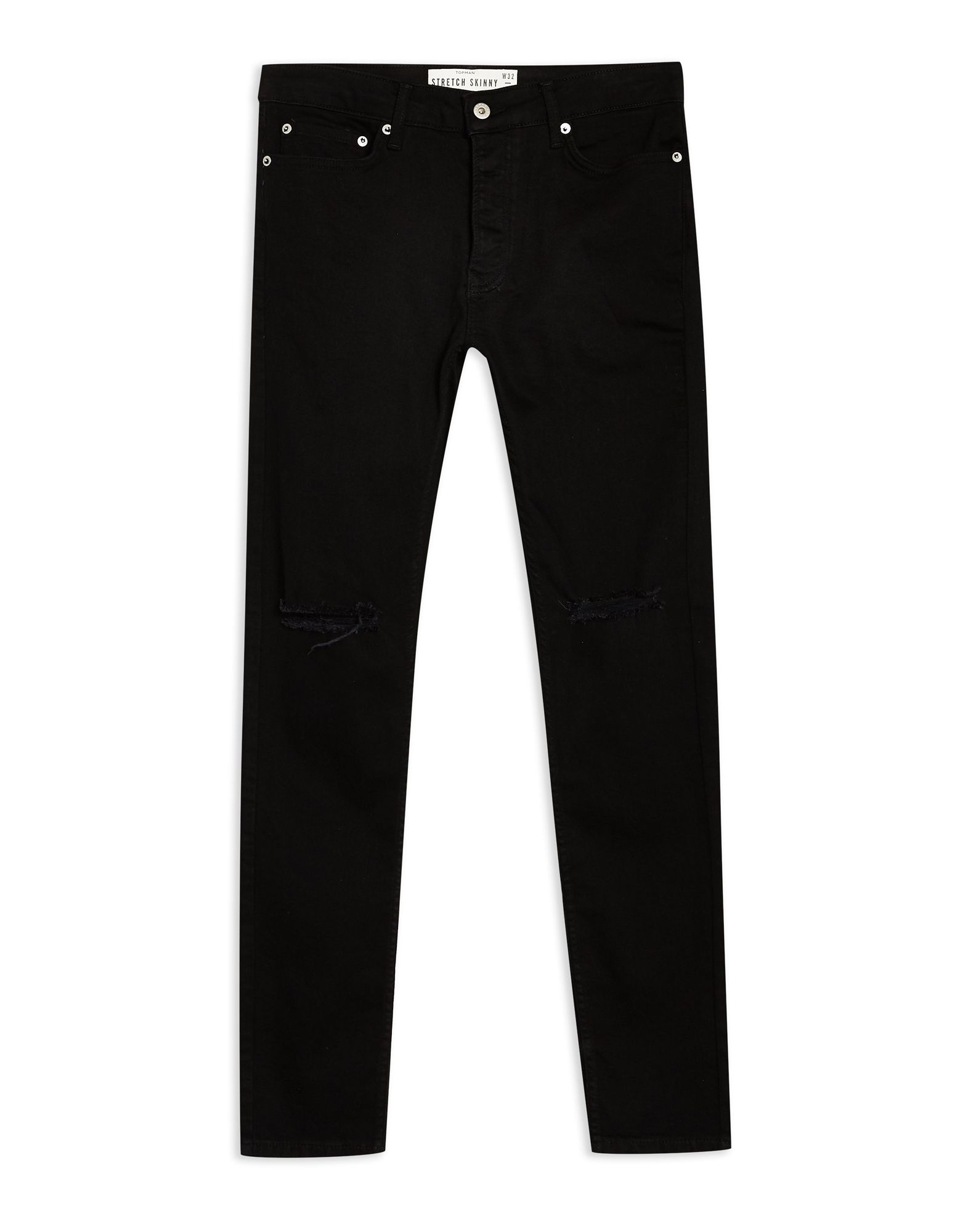 black ripped stretch skinny jeans