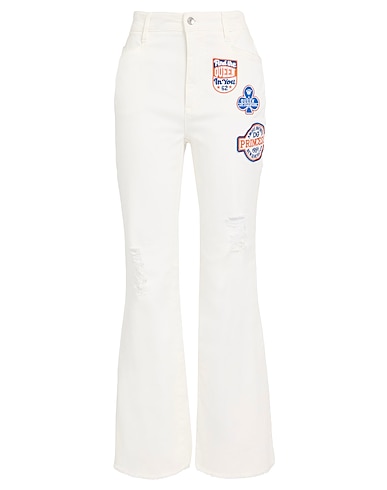 DOLCE&GABBANA Denim trousers White 98% Cotton, 2% Elastane, Glass, Crystal