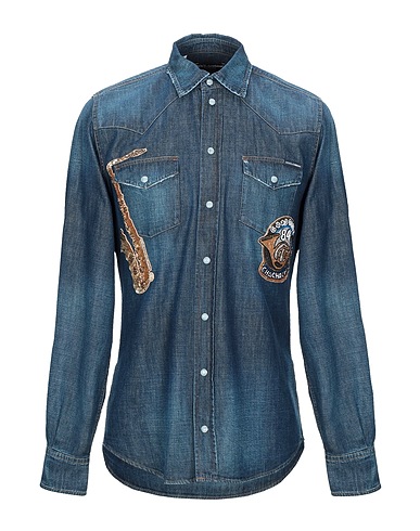 DOLCE&GABBANA Camisa vaquera Azul marino 100% Algodón