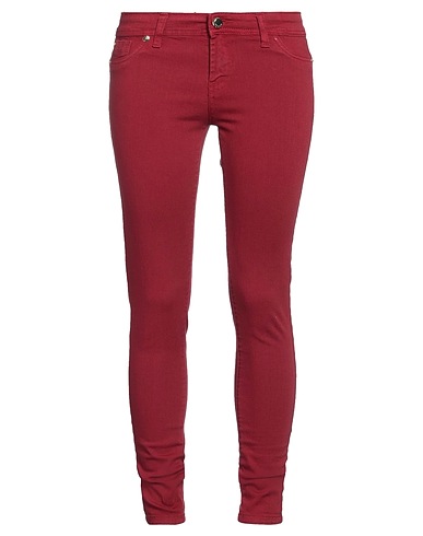 GAUDÌ Denim trousers Burgundy 92% Cotton, 5% Polyester, 3% Elastane
