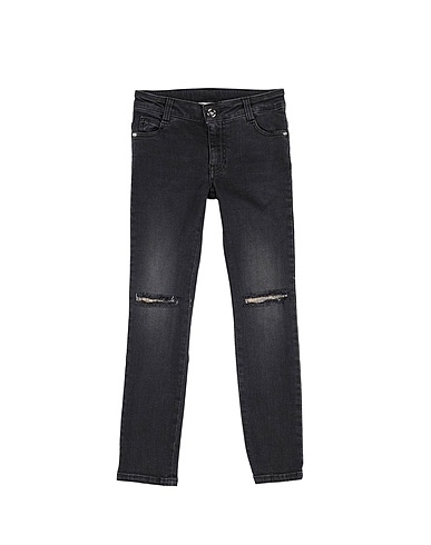 TWINSET Denim trousers Black 98% Cotton, 2% Elastane, Polyamide